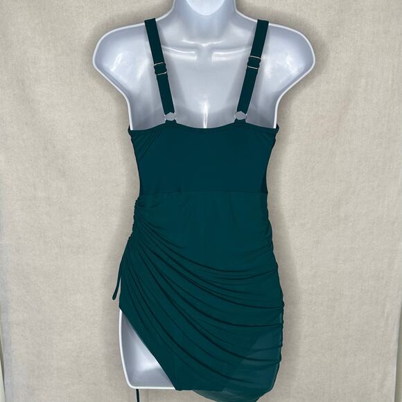 Blooming Jelly Teal Mesh Sarong One-Piece Swimsuit – Size Small - Picture 10 of 12